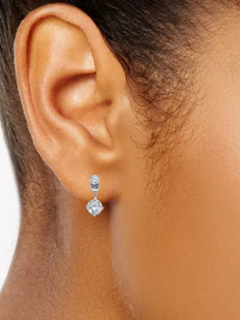 Silver-Tone Clear Crystal Stud Earrings